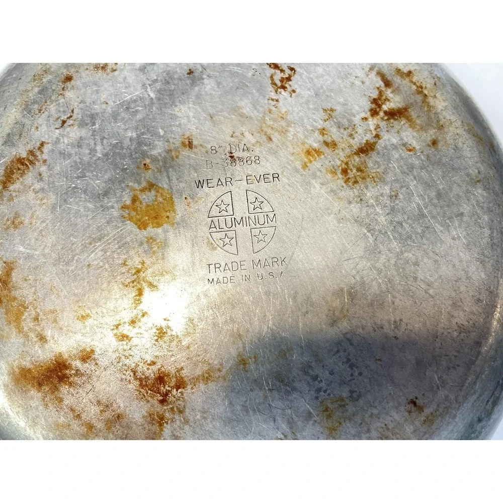 Wear-Ever‎ Aluminum Saute Skillet Copper Lid Non-Stick Wood Handle USA